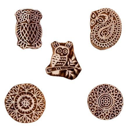 Set of 5 Piece New Mix Wooden Printing Blocks